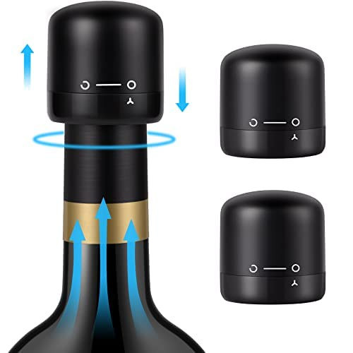 Wine Bottle Stopper, Wine Saver with Silicone, Wine Vacuum Bottle Stopper, Reusable Bottle Sealer Keeps Wine Fresh(2 Pack)
