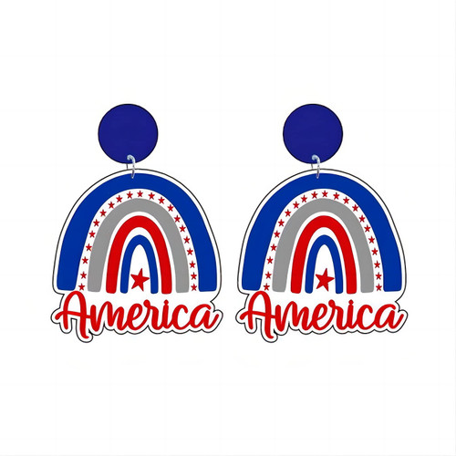 American Flag Drop Dangle Earrings Independence Day Patriotic Earrings Glitter Red White Blue USA Star Heart Acrylic Earrings for Women Girls-Rainbow American Flag Drop Dangle Earrings Independence Day Patriotic Earrings Glitter Red White Blue USA Star Heart Acrylic Earrings for Women Girls-Rainbow