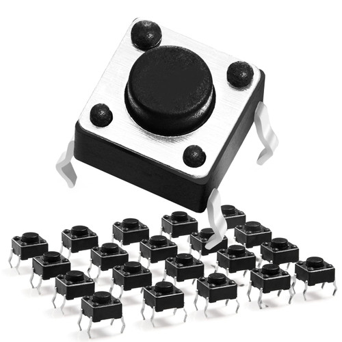 Chanzon Tactile Tact Button Switch 6x6x4.3mm Micro Mini Momentary Tact Switch 4 Pin 20 Piece SPST PushButton Dip Touch Switch for Breadboard Arduino PCB Electronic Circuit Board