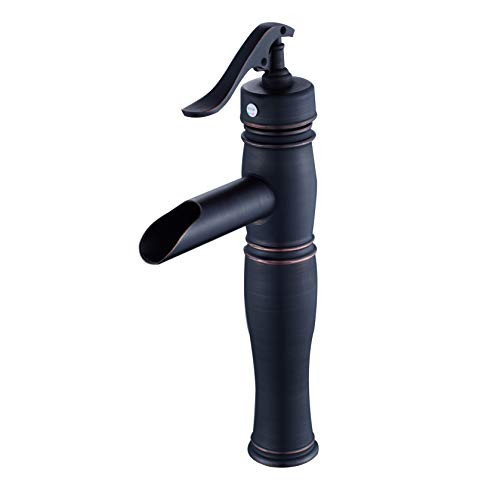 Wovier Oil Rubbed Bronze Waterfall Bathroom Sink Faucet,Single Handle Single Hole Vessel Lavatory Faucet,Basin Mixer Tap Tall Body