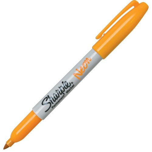 Sharpie Fine Point Neon Permanent Marker - Fine Marker Point Type - Neon Orange Ink - 1 Each