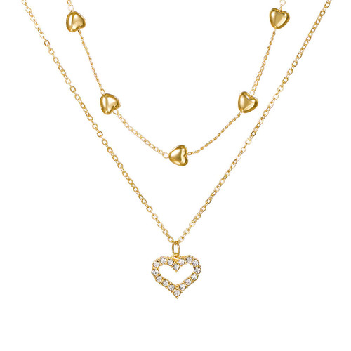 HEIMAXING Gold Heart Pendant Layered Choker Necklaces for Women Tiny Layering Chain Necklace Dainty Jewelry Wedding Party Birthday Gift (Gold Heart)