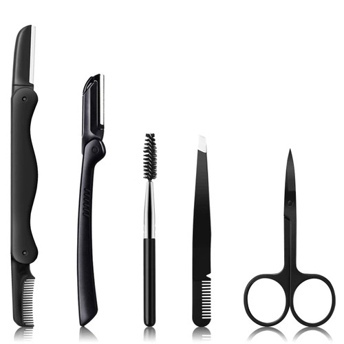 Eyebrow Razor, KAJUDA Eyebrow Kit, 5 in 1 Eyebrow Trimmer, Eyebrow Grooming Set for Women and Men, Including Comb Tweezers, Scissors, Brow Razors, Brush for Eyebrow Eyelash Extensions Eyebrow Razor, KAJUDA Eyebrow Kit, 5 in 1 Eyebrow Trimmer, Eyebrow Grooming Set for Women and Men, Including Comb Tweezers, Scissors, Brow Razors, Brush for Eyebrow Eyelash Extensions