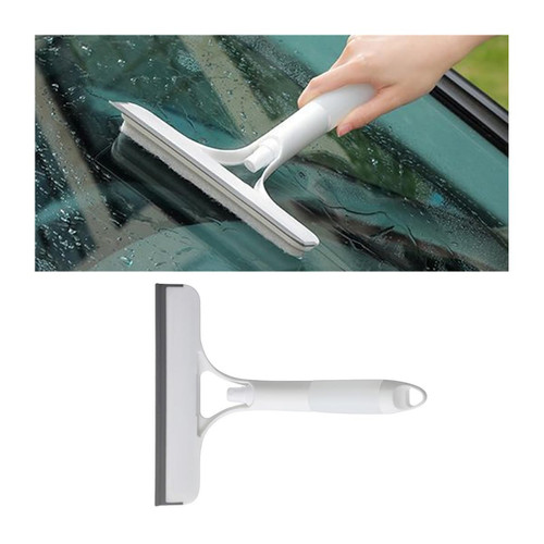 zipelo 3-in-1 Window Squeegee, Window Cleaning Tool for Car Indoor Outdoor High Windows with Sponges and Spray, Multifunctional Glass Squeegee for Shower Doors, Bathroom, Window (White)