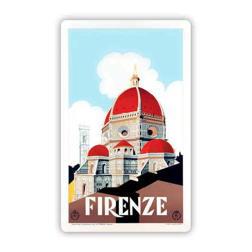 Squiddy Firenze Florence Italy Vintage Travel - Vinyl Sticker Decal for Phone, Laptop, Water Bottle (4" high)