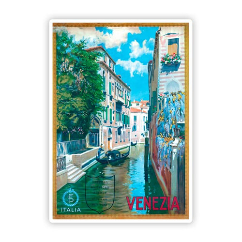 Squiddy Venezia Vintage Travel - Vinyl Sticker Decal for Phone, Laptop, Water Bottle (4" high)