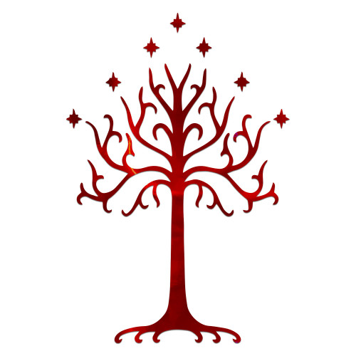 LOTR Tree of Gondor Sticker Vinyl Decal Notebook Car Window Laptop 4" x 7" (Red Holographic)