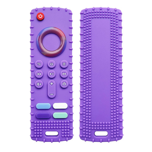 ERSIHUA Silicone Remote Teething Toys for Baby, Remote Control Shape Teethers for Babies 18+ Months,Silicone TV Remote Teether BPA Free(Purple)