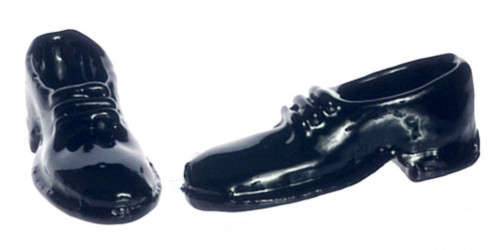 Melody Jane Dolls Houses House Miniature Shop Bedroom Accessory Mens Black Brogues Shoes Metal