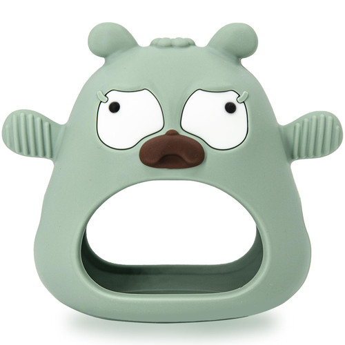 Baby Teething Toy Silicone Teething Mitten for Babies Over 3 Months Anti Dropping Wrist Hand Teethers Baby Chew Toys for Sucking Needs, BPA Free (Olive)