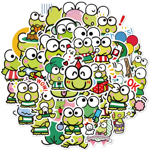 Kero Kero Keroppi Stickers Pack of 50 Stickers Waterproof -Perfect for Hydro Flask,Laptop,Phone,car,Skateboard,Travel Extra Durable 100% Vinyl. (Kero Kero Keroppi)