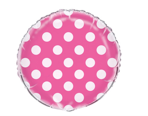 Unique Polka Dots Round Foil Balloon - 18" | Hot Pink | 1 Pc