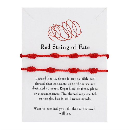 2Pcs Handmade 7 Knots Red String of Fate Protection Good Luck Bracelet Set Adjustable Kabbalah Braide Rope Long Distance Relationship Bracelet for Women Men Girl Boy Teen Amulet Jewelry-A red-1