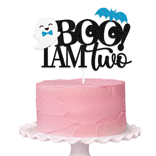 NANAGALI Boo I'm Two Cake Topper Blue Black Glitter- Boys Halloween 2nd Birthday Cake Topper, Ghost Decor, Blue Halloween 2nd Birthday Party Decorations, Here for the Boos Decorations NANAGALI Boo I'm Two Cake Topper Blue Black Glitter- Boys Halloween 2nd Birthday Cake Topper, Ghost Decor, Blue Halloween 2nd Birthday Party Decorations, Here for the Boos Decorations