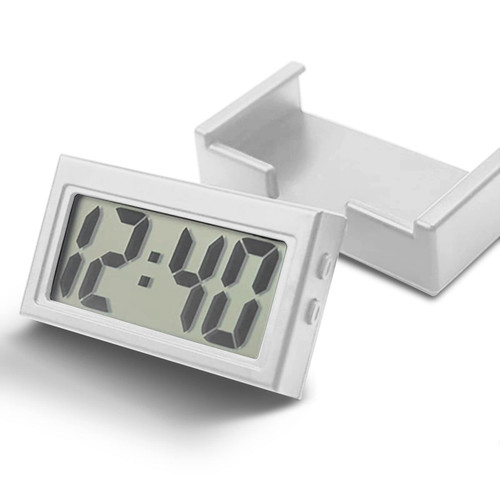 DWARFOO Mini Car Clock, Car Dashboard Digital Clock, Car Dashboard Digital Clock with LCD Time & Day Display, Self-Adhesive Bracket Vehicle Electronic Digital Clock for Car Truck Dashboard (White)
