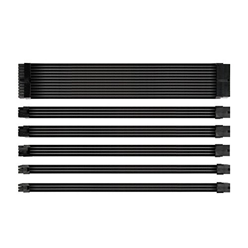 Antec Sleeved Cable - Power Supply Cable Extension Kit with Extra-Sleeved 24 PIN 8PIN 6PIN 4+4 PIN with Combs- Black (11.8inch/30cm)