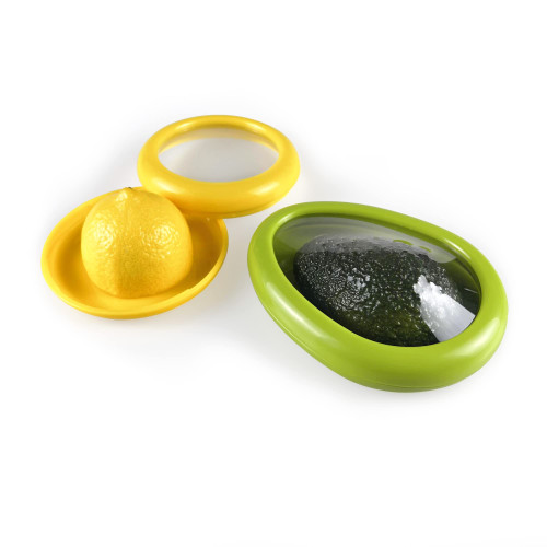 Fruit and Vegetable Storage Lemon and Avocado Storage Containers Set for Fridge Stretch Pod for Fruit Crisper Makes Food Stays Fresh Longer, Pack of 2