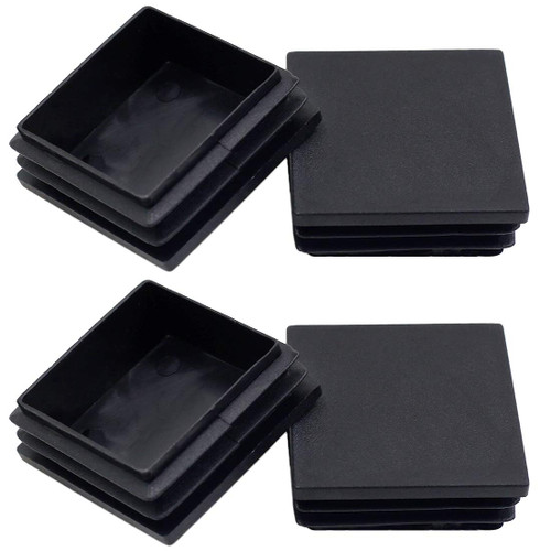 Suiwotin 4Pack 50mm (2 Inch) Square Plastic Plug, Square Tubing End Caps, Tubing Post End Cap for Square Tubing/Black Plastic Square Plugs