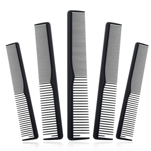 5Pcs Barber Hair Comb for Men: 7Inch Barber Comb Carbon Fiber Salon Hairdressing Comb Fine Tooth Comb Styling Cutting Comb(Black)