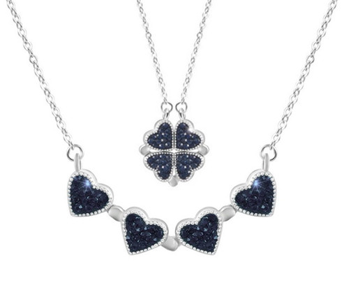 Four Leaf Heart Shaped Pendant Necklace Red Heart Necklace for Women Valentines Day Gifts for Her Four Leaf Heart Shaped Pendant Necklace Red Heart Necklace for Women Valentines Day Gifts for Her