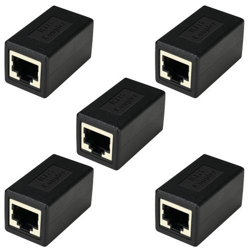 Togconn RJ45 Coupler?Ethernet Coupler, Ethernet Cable Extender Adapter?LAN Adapter for Cat7 Cat6 Cat5e Cat5 Network, Female to Female in line Extender Connector- Black?5 Pack?