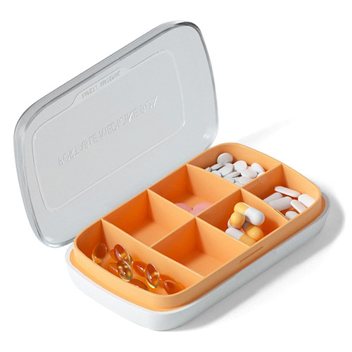 CHERUBCARE Travel Pill Organizer 1Pack?Pocket Pharmacy,7 Compartments Small Pill Box,Daily Pill Organizer,Portable Pill Case,Medicine Organizer Box for Pocket Purse Vitamin Container(Orange)