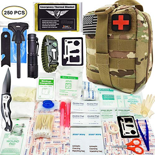EVERLIT 250 Pieces Survival First Aid Kit IFAK Molle System Compatible Outdoor Gear Emergency Kits Trauma Bag for Camping Boat Hunting Hiking Home Car Earthquake and Adventures (CP Camo) EVERLIT 250 Pieces Survival First Aid Kit IFAK Molle System Compatible Outdoor Gear Emergency Kits Trauma Bag for Camping Boat Hunting Hiking Home Car Earthquake and Adventures (CP Camo)