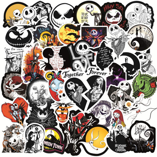 Halloween Theme Stickers Pack for Water Bottle,Waterproof Vinyl Stickers Perfect for Hydro Flask Laptop Phone Car Skateboard Travel Case Bicycle ?50 Pcs? The Nightmare Before Christmas