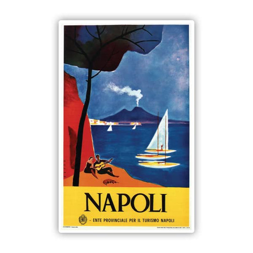 Squiddy Napoli Ocean Vintage Travel - Vinyl Sticker for Car, Laptop, Notebook (6" high)