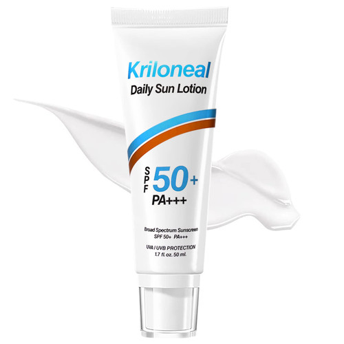 Kriloneal Face Sunscreen Lotion SPF 50 Broad Spectrum Facial Sunscreen for Sensitive Skin Moisturizing Weightless Non-Greasy Refreshing Feel No White Cast for Daily Use (1.7 fl oz. Clear)