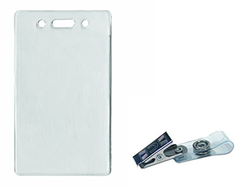 ADVANTUS Proximity Badge Holder, Vertical, 2-3/8 x 4-3/8" Insert Size, Clear, 100-Count (75451) and ADVANTUS Clear Vinyl Badge Strap with Clip, 100-Count (75410)