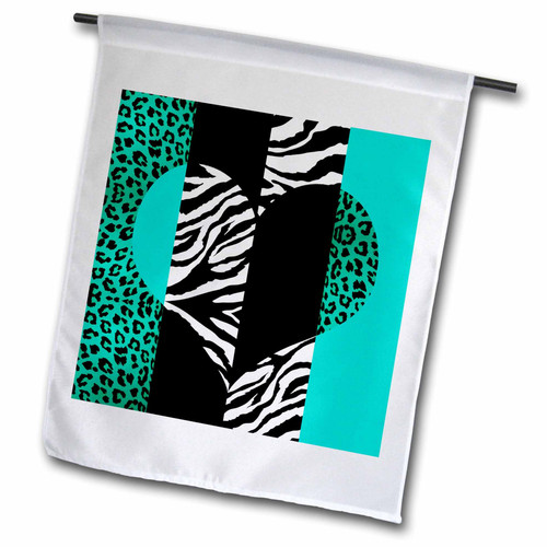 3dRose fl_35445_1 Aqua Blue Black and White Animal Print-Leopard and Zebra Heart Garden Flag, 12 by 18-Inch 3dRose fl_35445_1 Aqua Blue Black and White Animal Print-Leopard and Zebra Heart Garden Flag, 12 by 18-Inch