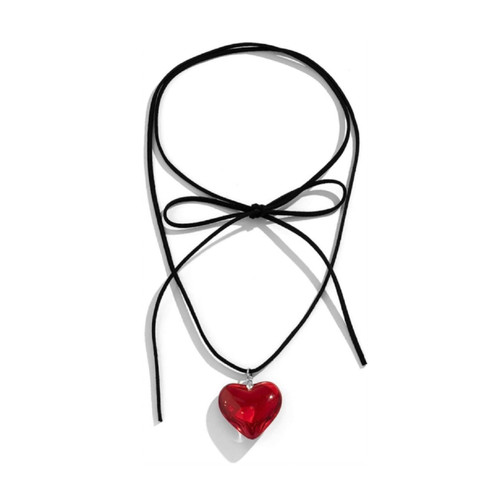 Pingyongchang Chunky Puffy Heart Choker Necklace - Big Heart Pendant Adjustable Velvet Chain Heart Necklaces for Women Teen Girls Trendy Jewelry Accessories -Crystal red Pingyongchang Chunky Puffy Heart Choker Necklace - Big Heart Pendant Adjustable Velvet Chain Heart Necklaces for Women Teen Girls Trendy Jewelry Accessories -Crystal red