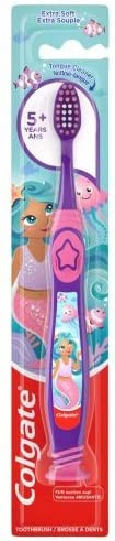 Colgate Mermaid Toothbrush with Suction Cup for Children 5+ Years Old, Extra Soft (Colors Vary) - 1 Count