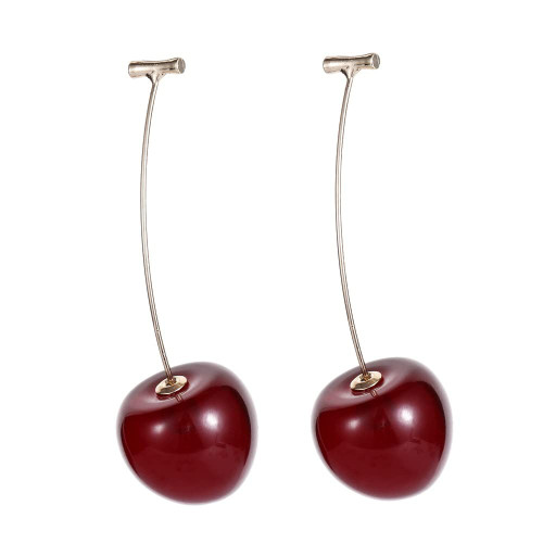 3D Red Cherry Dangle Earrings Dried Flower Acrylic Cherry Drop Earrings Cute Stereo Fruit Earrings Charm Sweet Jewelry Gift Resin Simulated Fruit Earrings for Women Girls - purple