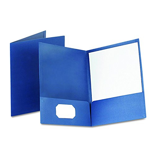 Oxford Linen Finish Two-Pocket Folders, Navy, Letter Size, 25 per box (53443)