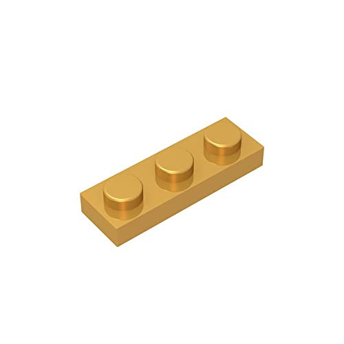 Gobricks GDS-503 Plate 1 x 3 Compatible with Lego 3623 All Major Brick Brands Toys Building Blocks Technical Parts Assembles DIY (297 Pear Gold(035),40 PCS)