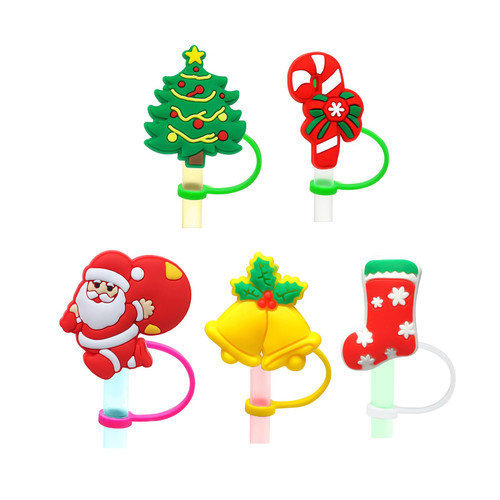 5PCS Straw Caps Covers Reusable Straws, Christmas Pattern Straw Protector Cover, Straw Tip Covers, Drinking Straw Cover, Silicone Straw Covers Cap 5PCS Straw Caps Covers Reusable Straws, Christmas Pattern Straw Protector Cover, Straw Tip Covers, Drinking Straw Cover, Silicone Straw Covers Cap