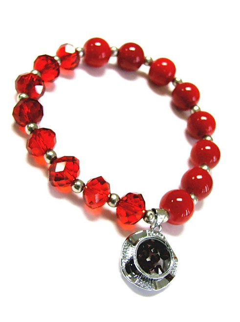 Woman Bracelet/ Crystal Spinner Lucky Charm/ Birthstone Color/ July-Ruby Woman Bracelet/ Crystal Spinner Lucky Charm/ Birthstone Color/ July-Ruby