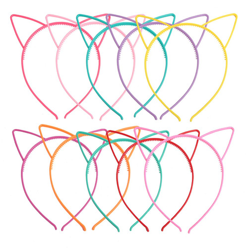 Fishdown Cat Ears Headbands 10 Pcs Plastic Cat Ears Headbands for Girls Kids? Hairbands Party Costume Daily Decorations ?Cat Headbands Party Favor