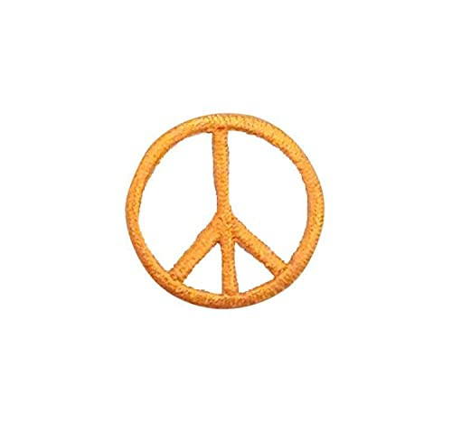 1 Inch Orange Peace Sign Embroidered Iron on Patch