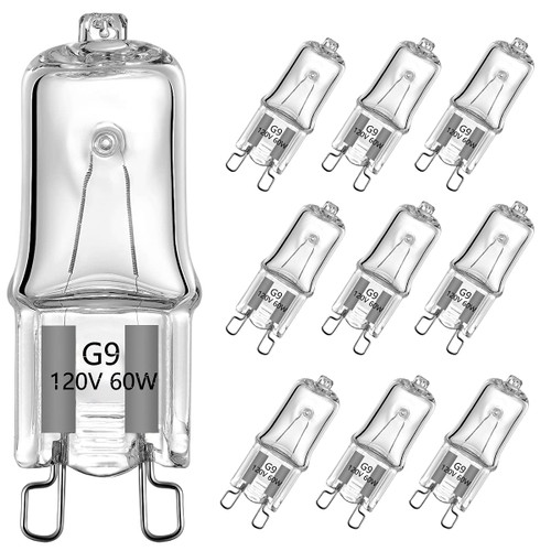 AHEVO G9 JCD 60Watt 120 Volt T4 JD Type Halogen House Hold Light Bulb Crystal Clear Lense Hanging Pendant Accent Type Spot Down Lamp Chandelier Sconce Fixture Lighting 10 Pack