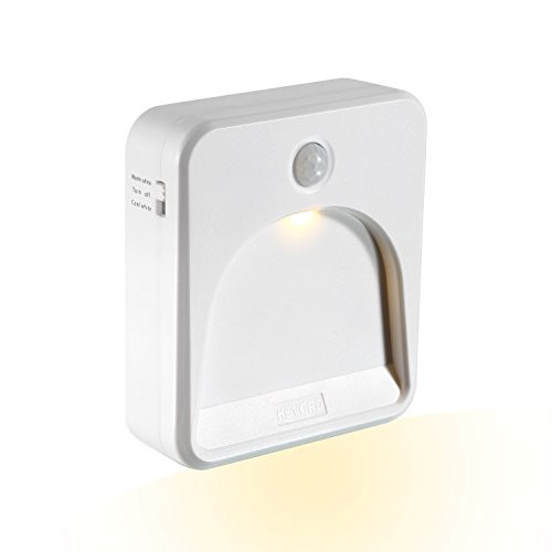 Kevord Motion-sensing LED Night Light, Cool White and Warm White Dual-Color Adjustable, Turn off the Lamp Time Adjustable, Battery-operated, 1-Pack