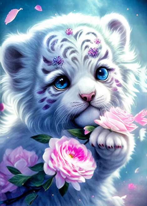 RYMILIE Diamond Painting Kits for Adults - White Tiger DIY 5D Diamond Art Kits Full Drill Diamond Dots Paintings with Diamonds Gem Art and Crafts Home Decor 12x16inch RYMILIE Diamond Painting Kits for Adults - White Tiger DIY 5D Diamond Art Kits Full Drill Diamond Dots Paintings with Diamonds Gem Art and Crafts Home Decor 12x16inch
