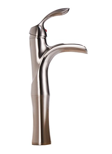 BWE Waterfall Single Handle One Hole Brushed Nickel Commercial Bathroom Vessel Sink Faucet Deck Mount
