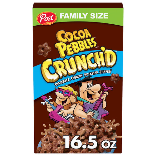 Post Cocoa PEBBLES Crunch'D Cereal, 16.5 OZ Box
