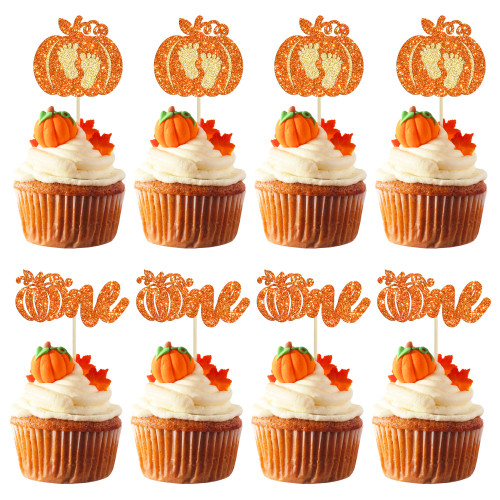 Gyufise 24Pcs Pumpkin One Cupcake Toppers Glitter Baby Feet First Birthday Pumpkin Cupcake Picks for Fall Theme Baby Shower Kids 1st Birthday Party Cake Decorations Supplies Orange Gyufise 24Pcs Pumpkin One Cupcake Toppers Glitter Baby Feet First Birthday Pumpkin Cupcake Picks for Fall Theme Baby Shower Kids 1st Birthday Party Cake Decorations Supplies Orange