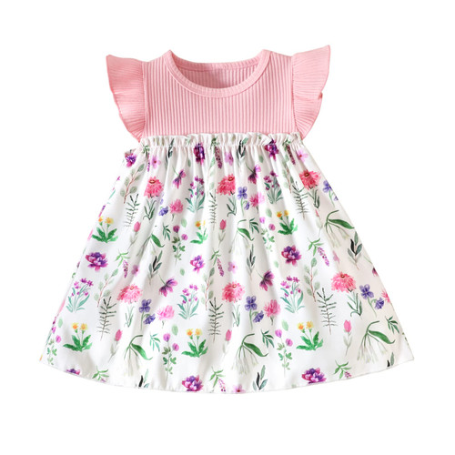 Toddler Baby Girls Dress Little Kids Ruffle Sleeveless Dresses Pink Ribbed Floral Sundress Summer Beach Clothes 2 3 T Toddler Baby Girls Dress Little Kids Ruffle Sleeveless Dresses Pink Ribbed Floral Sundress Summer Beach Clothes 2 3 T