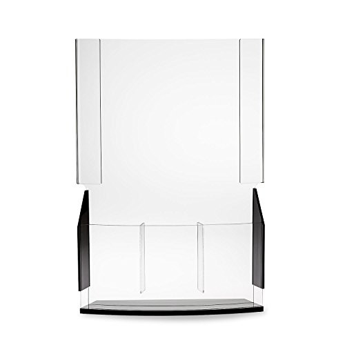 Source One Premium Large Curved Acrylic Sign Holder with 3 Trifold Brochure Pockets (1 Pack)