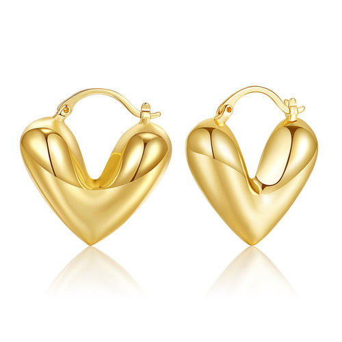Vuleto Heart Drop Earrings Gold Heart Statement Dangle 14K Gold Chunky Gold Hoop Earrings for Women Girls